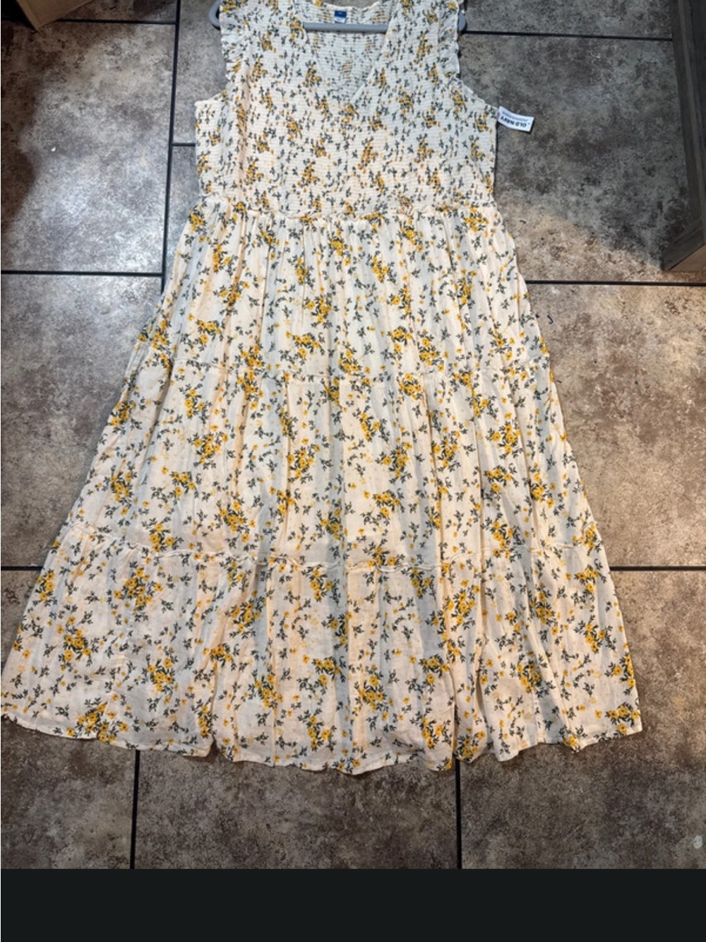 Old Navy Cream Maxi Skirt with Yellow Floral Print